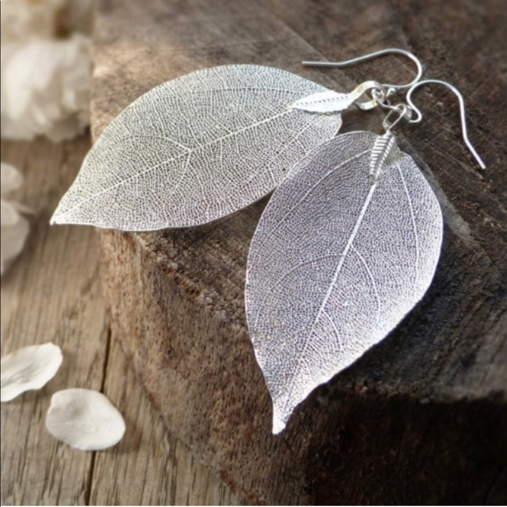 Hand Dipped Leaf Earrings - Picture 2 of 2